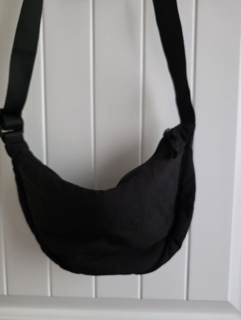 Black Crossbody Shoulder Bag - Minimal Everyday Carry Black Crescent Crossbody